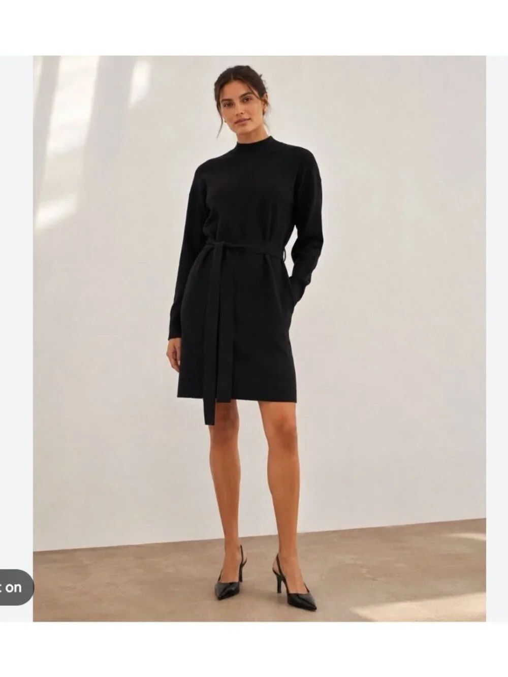 Boden Womens Sweater Dress UK 18 US 14 Black Belted Long Sleeve DO354 NWT